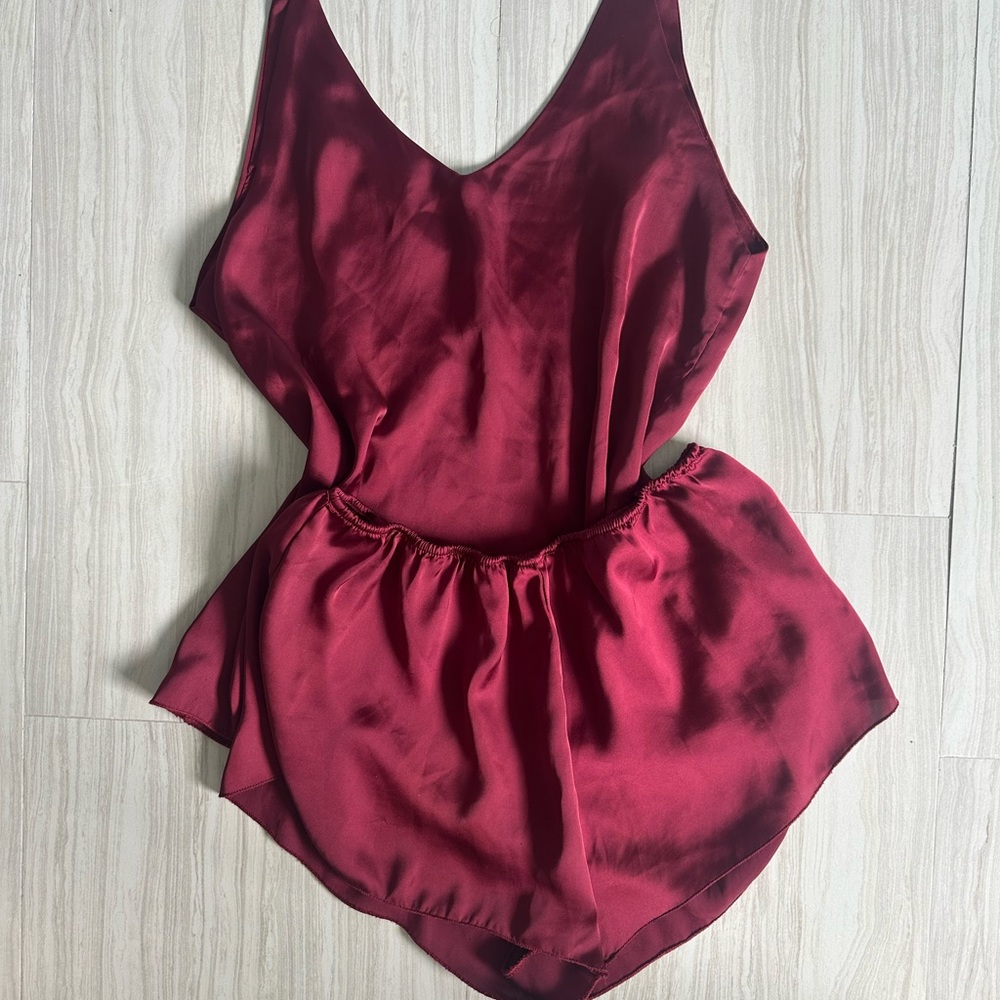 Elegant Burgundy Satin Set